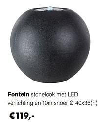 Fontein stonelook met led verlichting en snoer-Huismerk - Multi Bazar