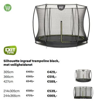 Promoties Silhouette ingraaf trampoline black, met veiligheidsnet - Exit - Geldig van 21/03/2022 tot 05/06/2022 bij Multi Bazar