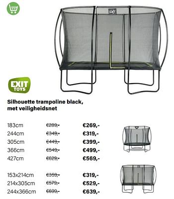 Promotions Silhouette trampoline black, met veiligheidsnet - Produit Maison - Multi Bazar - Valide de 21/03/2022 à 05/06/2022 chez Multi Bazar