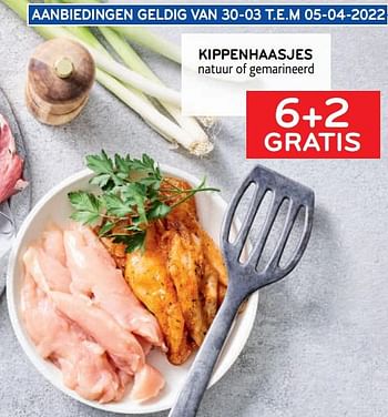 Promoties Kippenhaasjes natuur of gemarineerd 6+2 gratis - Huismerk - Alvo - Geldig van 30/03/2022 tot 05/04/2022 bij Alvo