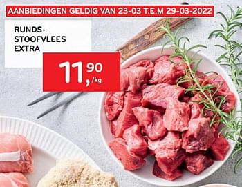 Promoties Rundsstoofvlees extra - Huismerk - Alvo - Geldig van 23/03/2022 tot 29/03/2022 bij Alvo
