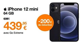 Promotions Apple iphone 12 mini 64 gb - Apple - Valide de 18/03/2022 à 31/03/2022 chez Orange