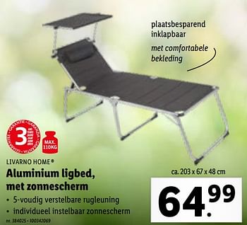 Promoties Aluminium ligbed, met zonnescherm - Livarno - Geldig van 28/03/2022 tot 02/04/2022 bij Lidl