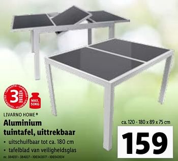 Promoties Aluminium tuintafel, uittrekbaar - Livarno - Geldig van 28/03/2022 tot 02/04/2022 bij Lidl