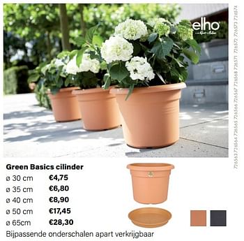 Promotions Green basics cilinder - Elho - Valide de 21/03/2022 à 05/06/2022 chez Multi Bazar