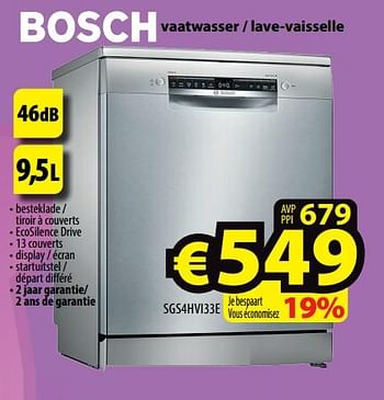 Promoties Bosch vaatwasser - lave-vaisselle sgs4hvi33e - Bosch - Geldig van 23/03/2022 tot 30/03/2022 bij ElectroStock