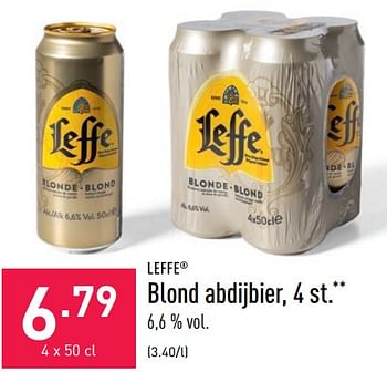Promoties Blond abdijbier - Leffe - Geldig van 01/04/2022 tot 08/04/2022 bij Aldi