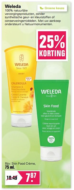 Promoties Skin food crème - Weleda - Geldig van 16/03/2022 tot 22/04/2022 bij De Online Drogist