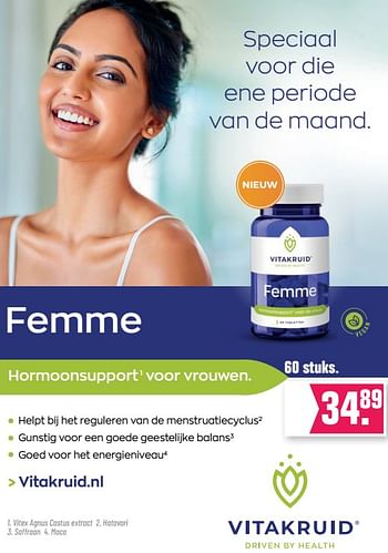 Promoties Vitakruid femme - Vitakruid - Geldig van 16/03/2022 tot 22/04/2022 bij De Online Drogist