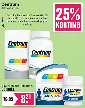 Promoties Centrum men 50+ tabletten - Centrum - Geldig van 16/03/2022 tot 22/04/2022 bij De Online Drogist