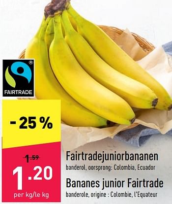 Promotions Bananes junior fairtrade - Produit maison - Aldi - Valide de 28/03/2022 à 08/04/2022 chez Aldi