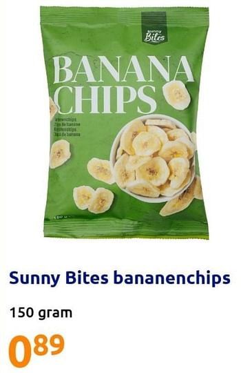 Promoties Sunny bites bananenchips - Huismerk - Action - Geldig van 23/03/2022 tot 29/03/2022 bij Action