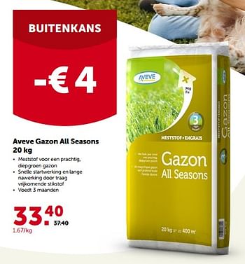 Promoties Aveve gazon all seasons - Huismerk - Aveve - Geldig van 30/03/2022 tot 09/04/2022 bij Aveve