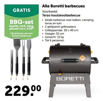 Promotions Boretti terzo houtskoolbarbecue - Boretti - Valide de 30/03/2022 à 09/04/2022 chez Aveve