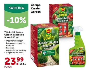Promotions Compo karate garden insecticide buxus - Compo - Valide de 30/03/2022 à 09/04/2022 chez Aveve