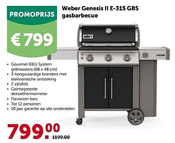 Promoties Weber genesis ii e-315 gbs gasbarbecue - Weber - Geldig van 30/03/2022 tot 09/04/2022 bij Aveve