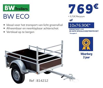 Promoties Bw trailers bw eco - BW Trailers - Geldig van 25/03/2022 tot 30/09/2022 bij Auto 5