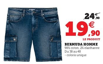 Promotions Bermuda homme - Produit Maison - Super U - Valide de 22/03/2022 à 02/04/2022 chez Super U