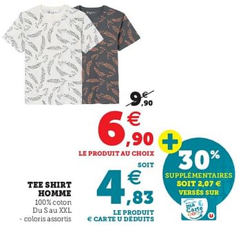 Promotions Tee shirt homme - Produit Maison - Super U - Valide de 22/03/2022 à 02/04/2022 chez Super U