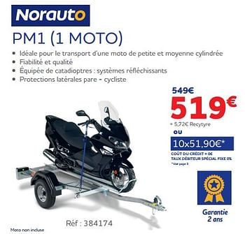 Promotions Remorques pm1 1 moto - Norauto - Valide de 25/03/2022 à 30/09/2022 chez Auto 5