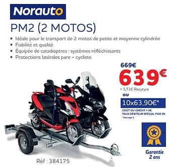 Promotions Remorques pm2 2 motos - Norauto - Valide de 25/03/2022 à 30/09/2022 chez Auto 5