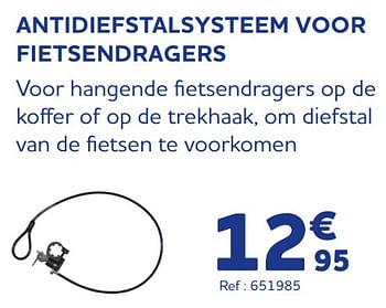 Promotions Antidiefstalsysteem voor fietsendragers - Produit maison - Auto 5  - Valide de 25/03/2022 à 30/09/2022 chez Auto 5
