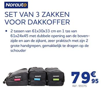 Promoties Set van 3 zakken voor dakkoffer - Norauto - Geldig van 25/03/2022 tot 30/09/2022 bij Auto 5