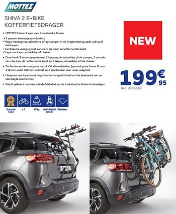 Promoties Shiva 2 e-bike kofferfietsdrager - Mottez - Geldig van 25/03/2022 tot 30/09/2022 bij Auto 5