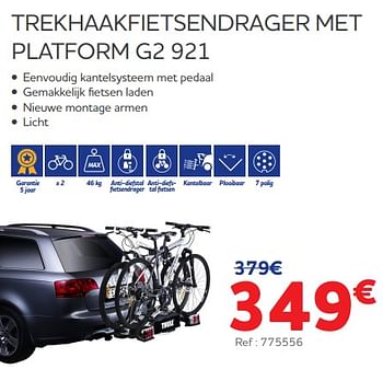 Promoties Trekhaakfietsendrager met platform g2 921 - Huismerk - Auto 5  - Geldig van 25/03/2022 tot 30/09/2022 bij Auto 5