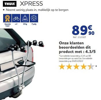 Promoties Xpress neemt weinig plaats in, makkelijk op te bergen - Thule - Geldig van 25/03/2022 tot 30/09/2022 bij Auto 5