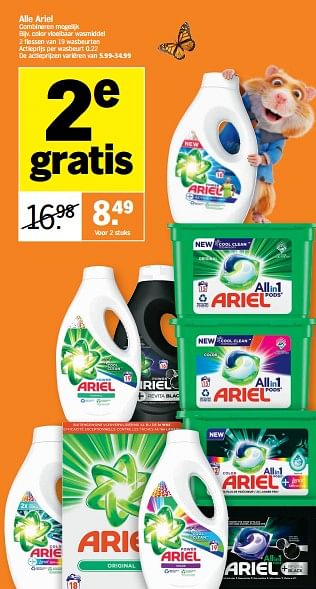 Promoties Color vloeibaar wasmiddel - Ariel - Geldig van 28/03/2022 tot 03/04/2022 bij Albert Heijn