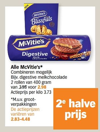 Promoties Digestive melkchocolade - McVitie's - Geldig van 28/03/2022 tot 03/04/2022 bij Albert Heijn