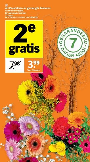 Promoties Gemengde bloemen - Huismerk - Albert Heijn - Geldig van 28/03/2022 tot 03/04/2022 bij Albert Heijn