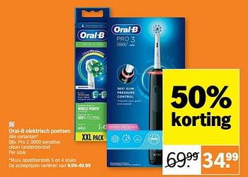 Promoties Pro 3 3000 sensitive clean tandenborstel - Oral-B - Geldig van 28/03/2022 tot 03/04/2022 bij Albert Heijn