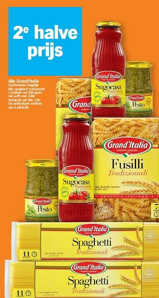 Promoties Spaghetti tradizionali - Grand Italia - Geldig van 28/03/2022 tot 03/04/2022 bij Albert Heijn