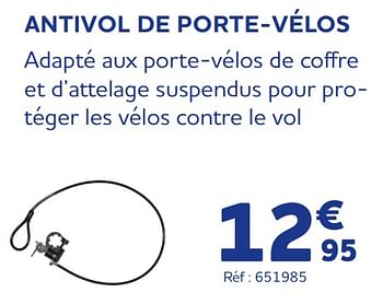 Promotions Antivol de porte-vélos - Produit maison - Auto 5  - Valide de 25/03/2022 à 30/09/2022 chez Auto 5