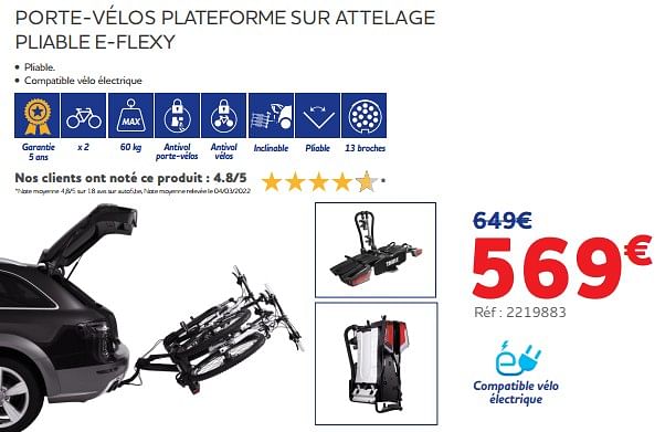 Thule Porte v los plateforme sur attelage pliable e flexy En