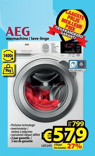 Promoties Aeg wasmachine - lave-linge l6feg49s - AEG - Geldig van 30/03/2022 tot 06/04/2022 bij ElectroStock