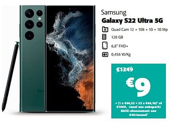 Promoties Samsung galaxy s22 ultra 5g - Samsung - Geldig van 28/03/2022 tot 11/04/2022 bij Base