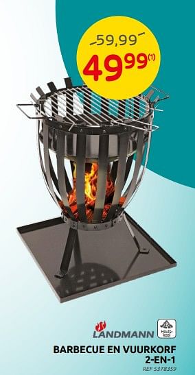 Promoties Barbecue en vuurkorf 2-en-1 - Landmann - Geldig van 30/03/2022 tot 11/04/2022 bij Brico