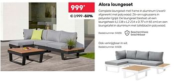 Promoties Alora loungeset - Huismerk - Exterioo - Geldig van 01/03/2022 tot 31/03/2022 bij Exterioo