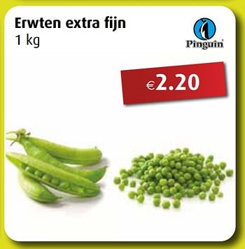 Promoties Erwten extra fijn - Pinguin - Geldig van 28/03/2022 tot 30/04/2022 bij Aronde