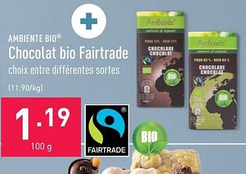 Promotions Chocolat bio fairtrade - Ambiente - Valide de 04/04/2022 à 15/04/2022 chez Aldi