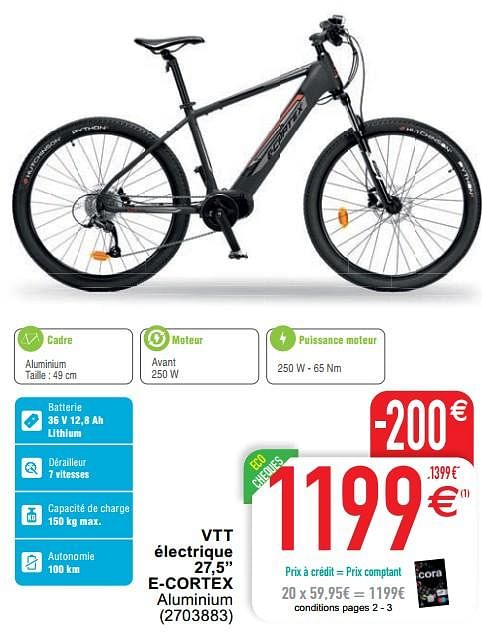 Produit maison Cora Vtt lectrique 27 5 e cortex En