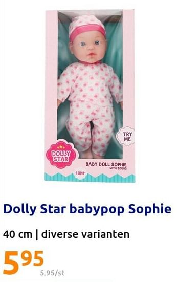 Promoties Dolly star babypop sophie - Huismerk - Action - Geldig van 30/03/2022 tot 05/04/2022 bij Action