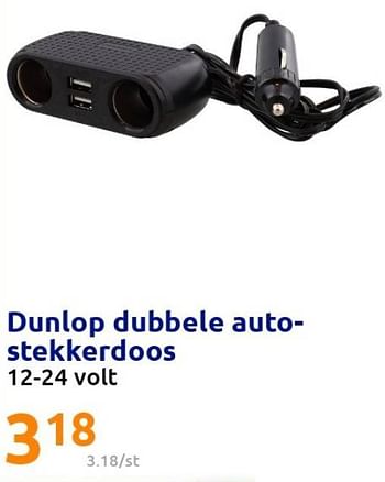 Promoties Dunlop dubbele auto- stekkerdoos - Dunlop - Geldig van 30/03/2022 tot 05/04/2022 bij Action
