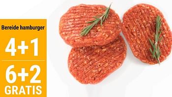 Promoties Bereide hamburger 4+4 6+2 gratis - Huismerk - Budgetslager - Geldig van 30/03/2022 tot 05/04/2022 bij Budgetslager