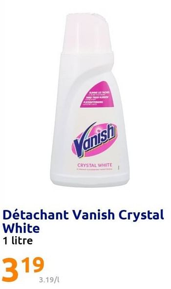 Promotions Détachant vanish crystal white - Vanish - Valide de 30/03/2022 à 05/04/2022 chez Action