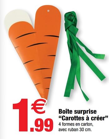 Promotions Boîte surprise carottes à créer - Produit Maison - Bazarland - Valide de 30/03/2022 à 17/04/2022 chez Bazarland