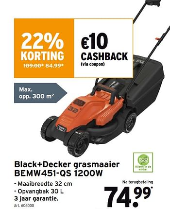 Promoties Black+decker grasmaaier bemw451-qs - Black & Decker - Geldig van 30/03/2022 tot 12/04/2022 bij Gamma